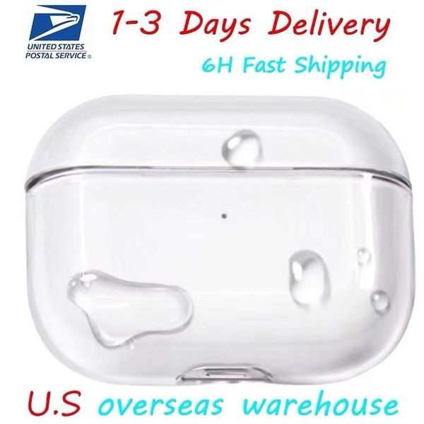 

USA Stock For AirPods pro2 3rd 4 earphones Accessories Transparent Case Cute Protective Headphone pros 2 3 2nd TPU Shockproof Case Earbuds Cover