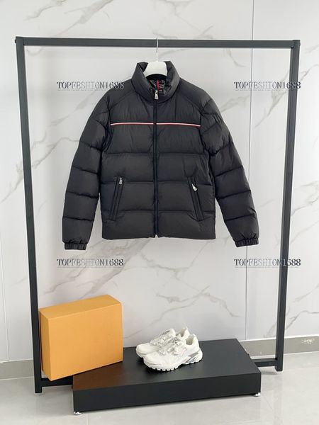 

mens puffer jacket Winter jacket zip down stand collar short jacket designer brand clothing warm fashion jackets outdoor mens red line jackets asian size 1-5, Black