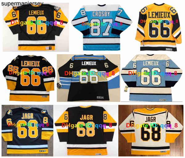 2026 CCM Lemieux Penguins Hockey Jersey Jaromir Jagr Sidney Crosby Black Blue White Size MXXXL