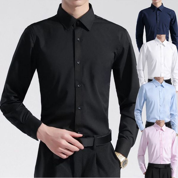White Designer Hoodie Designer Shirt Shirt Men Long Sleeve Slim Fit Spring Autumn Korean Style Trendy Men's Business Short Sleeve Shirt Solid Polo Color Handsome