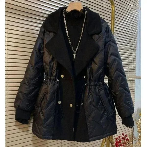

Women's down cotton coat winter jacket women's medium to long parka coat slim fit plus outdoor casual jacket, Black