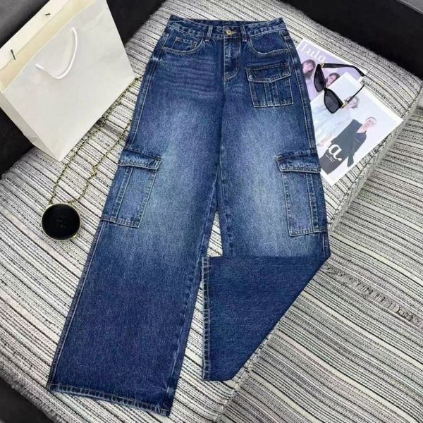 

25 latest jeans designer jeans casual pants workwear pocket decoration trendy fashion jeans unisex outdoor sports pants, Blue