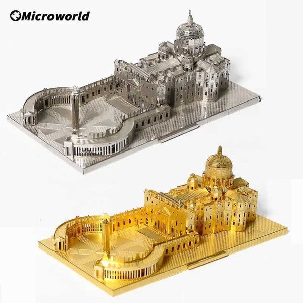 Microworld 3D Metal Nano Puzzle Italy St Peters Basilica Buildings Models Kits DIY Laser Cut Jigsaws For Home Decoration X251009