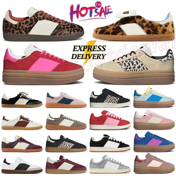

addisas Top Quality Leopard Casual Shoes Upper Bold Sneakers Cream Collegiate Black White Pink Glow Gum Luxury Womens Vegan Maroon Trainers, Red