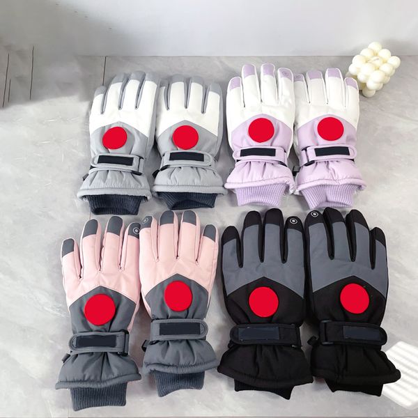 

Brand Letter Sheepskin Gloves and Wool-lined Mobile Phone Touch Screen Rabbit Skin Cycling Warm Five-Finger Gloves, Color#1