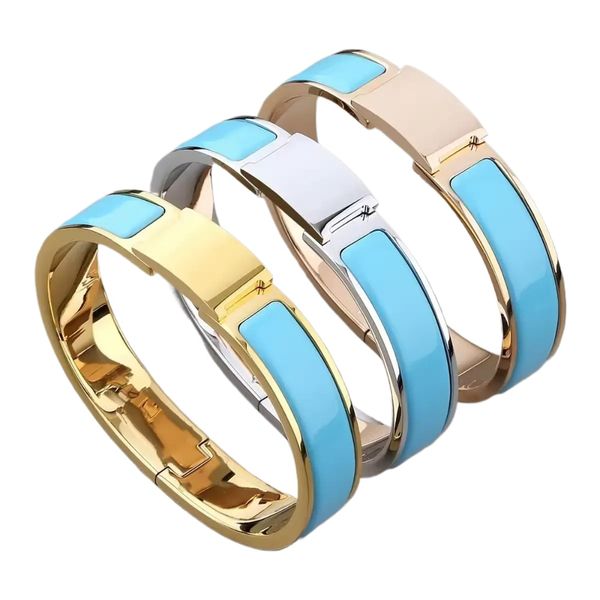 

Classic 12mm Hard Bracelet Designer Bracelet Luxury Jewelry Fashion Titanium Steel Couple Bracelet Christmas Gift Size 17 and 19 Please Note The Color When Ordering