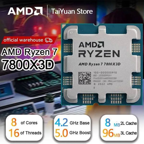 AMD Ryzen 7 7800X3D CPU AMD R7 7800X3D 8C16T 125W 7NM 5NM L396M 100100000910 Socket AM5 New but no fan
