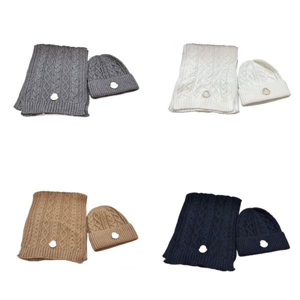

Designer Hat and Scarf Set Winter Knitted Hat and Scarf Unisex Wool Blend Suitable for Daily Wear Couple Christmas Gift High Quality, Black