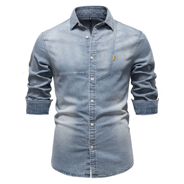 Casual Denim Hoodie Shirt for Men