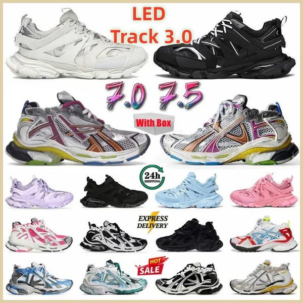 

track LED Casual Light 3 3.0 Shoes 7.5 7.0 Runner Men Women Grey Blue Gomma Leather Beige Black Pink Nylon Printed Platform for Trainers Sneakers X2W4#, Clear