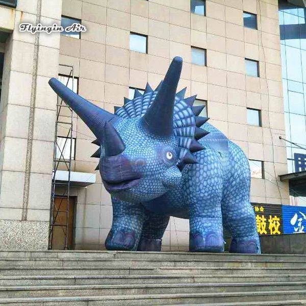 Wholesale Customized Animal Model Inflatable Herbivorous Dinosaur 4m Height Giant Triceratops Sculpture For Theme Park And Parade Decoration 5481234