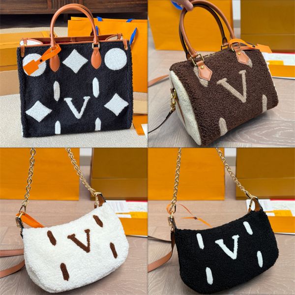 Designer Fluffy Handbags Women Men Shoulder Bag Fashion Totes Luxury Bags Letters Large Capacity Underarm