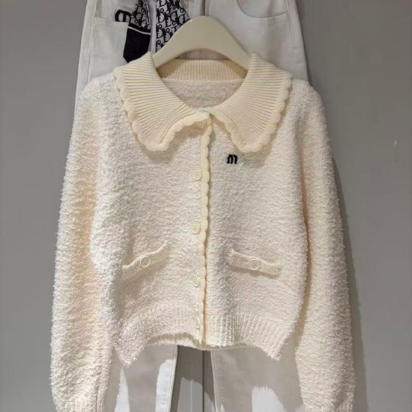 

Designer sweater jacket for girls, sweet and stylish knit cardigan sweater, trendy and fashionable for daily wear, keeping warm, White