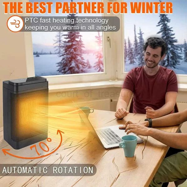 Space Heater Portable Fan Heater PTC Ceramic Fast Heating Electric Desk Heater Temperature Remote Control House Warmer Machine M251010