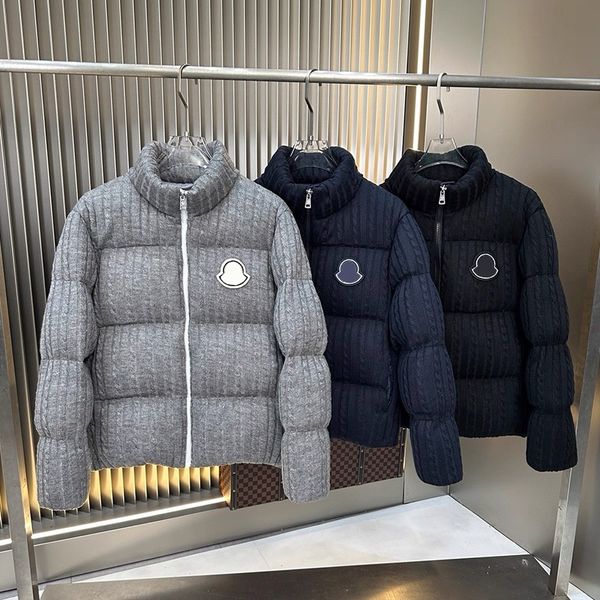 

Designer Women Down Parkas Men Embroidered Badge Stand Collar Knitted Splice Sweater Lightweight Down fleece Jacket003 123456, Color 13