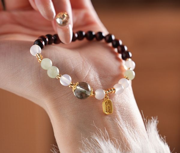

Tiger's Eye Beaded Labubu Stretch Bracelet - Retro Cartoon Playful Style Bracelet with Elegant, Niche and High-End Vibe for Women