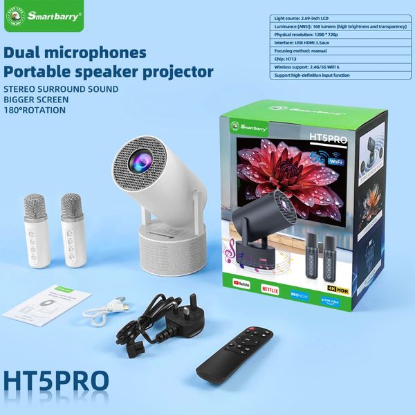 SmartBarry HT300 Compact High Definition Portable Projector - Ideal for Home Cinema