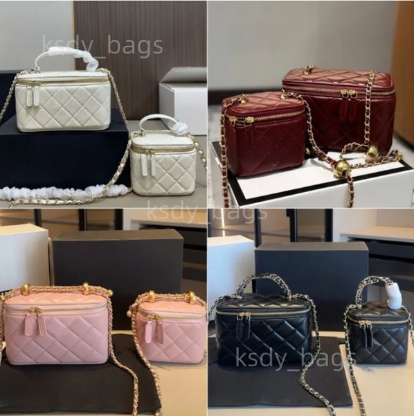 

Designer Vanity Bag with Mirror Cosmetic Bags with Chain Strap Crossbody Bag High Quality Leather Bag Womens Make Up Case Small Handbag Mini Makeup Bag Vanity, No 3