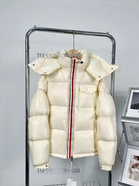 

designer jacket womens puffer jacket plus clothes monclecerjacket designer mens jacket Rainbow tricolor woven bread with double zipper Warm Perfect white coat, Color1