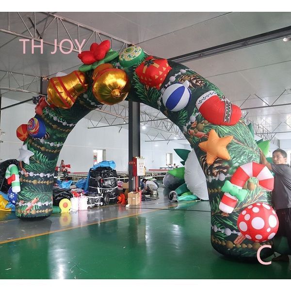 Wholesale Free shipment outdoor activities 12mWx6mH (40x20ft) Inflatable Christmas Arch, Inflatable Gift Box Archway welcome gate for party