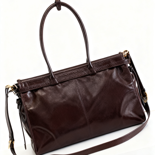 

Mirror High quality single shoulder handbag designer women's high-quality imported oil wax leather large capacity tote bag, Khaki