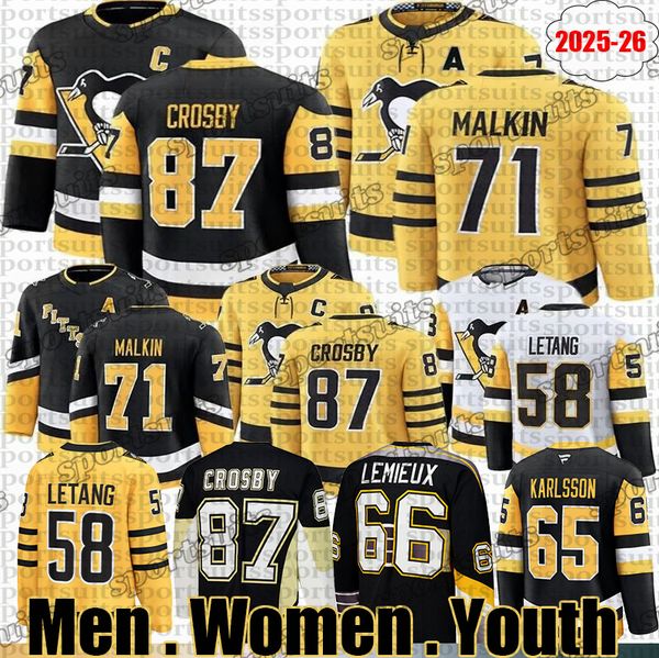 # 87 Sidney Crosby Jersey pittsburgh hockey jerseys #71 Evgeni Malkin jersey Jake Guentzel Erik Karlsson Kris Letang Bryan Rust Jeff Carter Lemieux penguin jerseys