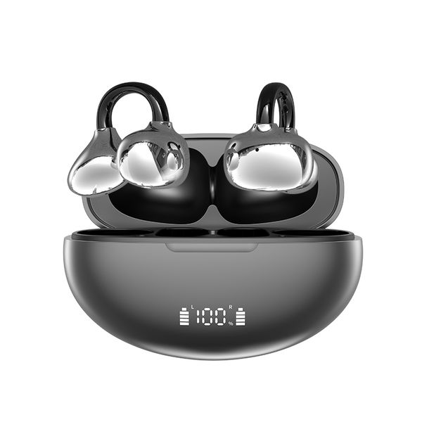 AI Translation Earbuds Bluetooth 6.1 Ear Clip Earphones, Wireless Noise Reduction, HD Call, IPX5 Waterproof, 8H Playtime, Touch Control for Sports Travel