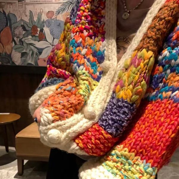 

Knitted sweater women's button striped coat college style round neck cotton winter clothing autumn slim short top knitted cardigan coat, M1