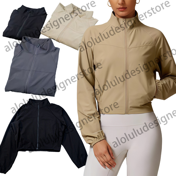 

Women Yoga Jacket Sports Coat Windproof Yoga Clothes Quick-drying Long Sleeve Top Zipper Fitness Cardigan Top Quality, Best-selling Products, Dark grey