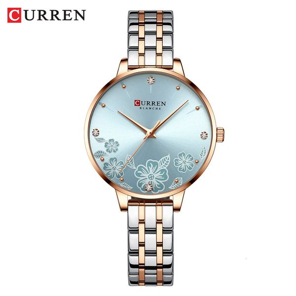 CURREN 9068 Steel Band Flower Waterproof Ultra-thin Women's Quartz Watch