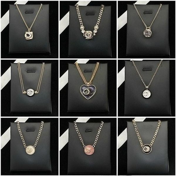 

Luxury Designer Necklace Letter Pendant Plated Crysal Necklace Choker Women Wedding Party Jewerlry Accessories