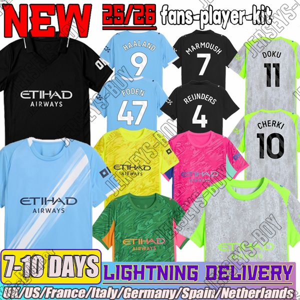 

25 26 mans city shirt 9 HAALAND JERSEYS 16 RODRIGO 10 GREALISH 17 DE BRUYNE 47 FODEN 20 Bernardo 24 Gvardiol 2 Walker 11 Doku Jerseys fans men kids kit maillot, Black