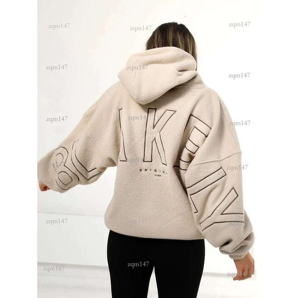 

Women's Designer Fleece Hoodie Letter Embroidery Loose Zipper Coat Elegant Commuting Comfort Casual Trendy Streetwear, A1