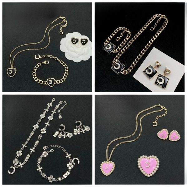 

Women's Necklace Fashion Designer Necklace Classic Letter Design 18K Gold Plated Necklace Luxury Jewelry Set Earrings Bracelet High Quality Multiple Choices, Light purple