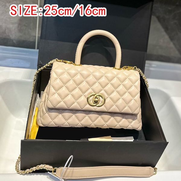 

cover Top Luxury Designer Shoulder Bags 25cm 16cm Women's Genuine Leather Handle Chain Flap Wallet Crossbody Purse with Multi-Card Organizer, Black