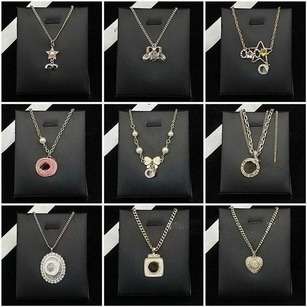 

Luxury Designer Necklace Letter Pendant Plated Crysal Necklace Choker Women Wedding Party Jewerlry Accessories with Box