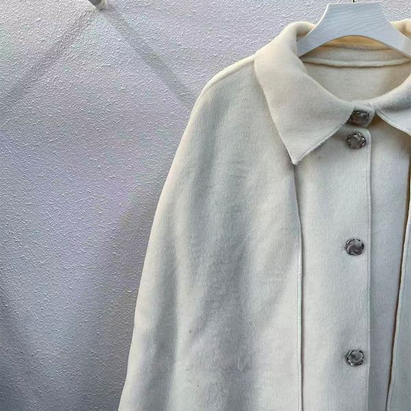 

25 new cape designer shawl, gold cape, double-sided coat, woolen wool, small fragrant style coat, outdoor trendy outfit, White