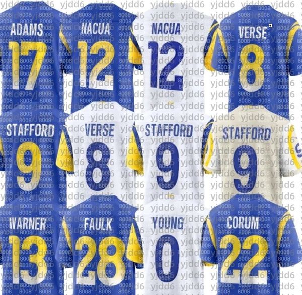 Kurt Warner Eric Dickerson Davante Adams Matthew Stafford Kyren Williams Cooper Kupp Johnson Demarcus Robinson Puka Nacua Colby Parkinson Blake Football Jersey