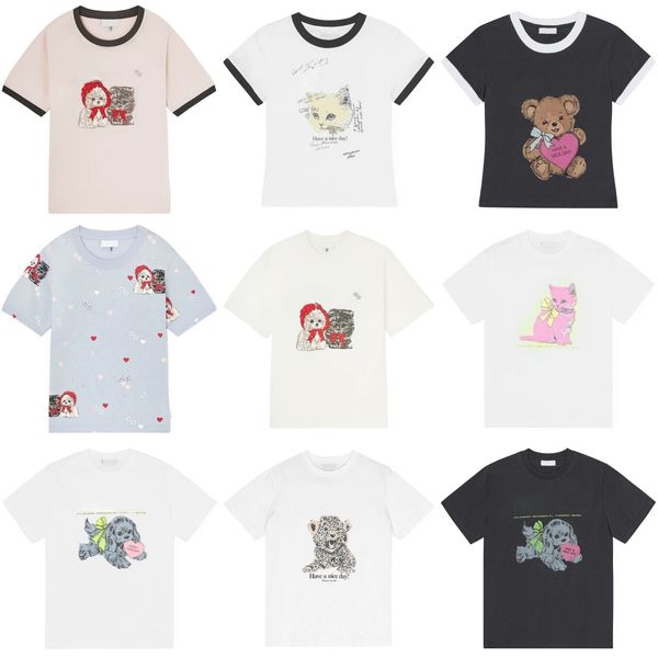 

Women Designer Tees Fashion Cotton Printed TShirt Round Neck T-Shirts Summer Loose Parke Tops, Gray