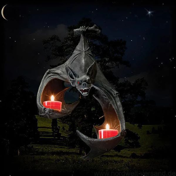 Halloween Hanging Resin Bat Candle Holders Home Animal Shaped Candlestick Decoration Chandelier Warmer Lamp Interior Accessories 251014