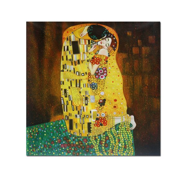 The Kiss Square 1907 by Gustav Klimt Portraits Canvas Art Quality Hand Painted Oil Painting Repro Modern Abstract Classic Decor For Living Room Office Picture