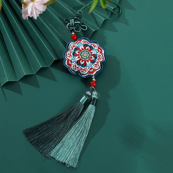 

Scented Embroidered Pendants Set: Two Pack of Decorative Charms Ideal for Cars, Bags, Festive Gifting, Multi-color