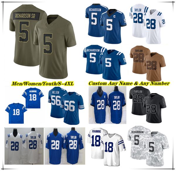 

American Football Jersey Daniel Jones Jonathan Taylor Tyler Warren Michael Pittman Jr Alec Pierce Josh Downs Adonai Mitchell Nick Cross Mekhi Blackmon Nelson Dulin, Men blue style