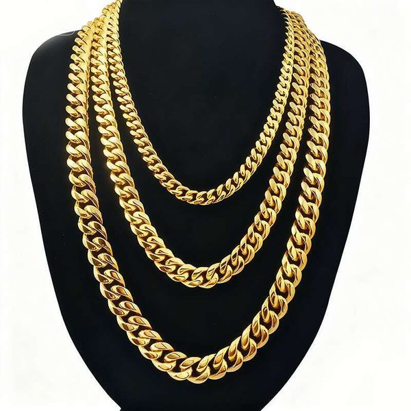 Luxury Cuban Link Chain Necklace Designer For Men 8/10mm W Non Tarnish Stainless Steel Plated Gold Cuban Chain Necklaces Designer Hip Hop Jewelry Woman Gift