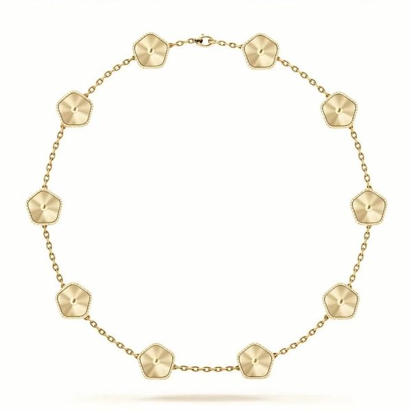 

Designer Necklace Luxury Clover necklace 18K Gold Plated 10 motif Shell Diamond Pendant for Women Girl Valentine Jewelry