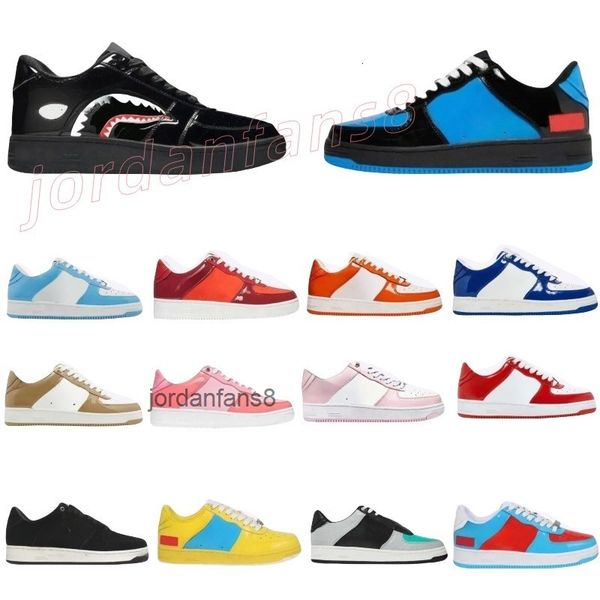 

Bapestashoe shoe Popular Designer Trainer Low Shark Mens Shoe Lace Up Stripe Adjustable Sneaker for Man Soft Leather Breathable Summer Spring Fall, Grey