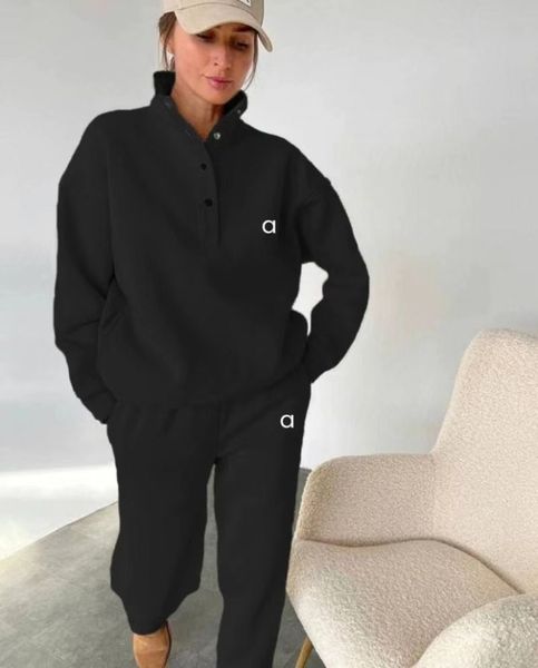 

Designer Yoga Sports Women Hooded Yoga Sweater Two Piece Set Winter Coat Fiess Sweatshirt Workout Hoodie Long Pants Jogger Suit Gym Tracksuit Autumn and winter, Black