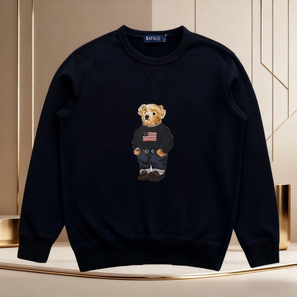 

new plush long-sleeved pullover bear shirt T-shirt cartoon bear loose round neck printing bear, Clear