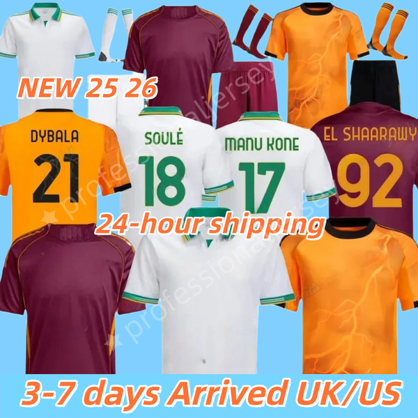

25 26 ROMA jersey Men Kids Soccer Jersey Football Shirt ABRAHAM PAREDES DYBALA MANCINI E. LE FEE ZALEWSKI EL SHAARAWY Maglia ROME football jersey 2025 2026, Black