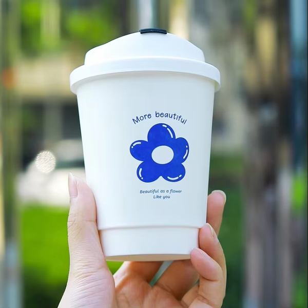 Custom High Quality Hot Drink 8oz 10oz, 12oz 16oz Paper Coffee Cups With Lids Hot Double Wall Coffee Cup Kraft Paper Cup